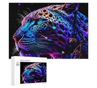 Puzzles pour Adolescents 300 PCS Neon Leopard Portrait Puzzle Anti-Stress, Jouet Idéal pour Une Décoration Amusante À La Maison, 300 PCS