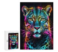 Puzzles pour Adolescents 300 PCS Neon Leopard Portrait Puzzles pour Adultes, Jouets Anti-Stress, Activités Amusantes À Faire À La Maison, 300 PCS
