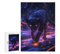 Puzzles pour Adolescents 300 PCS Neon Panther Cosmic Glow Puzzles pour Adultes Assemblage De Modèles De Puzzles Défi À Réaliser Soirée Jeux Et Divertissement en Famille 300 PCS