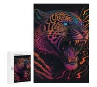 Puzzles pour Adolescents 300 PCS Neon Tiger Art Print -1 Puzzles pour Adultes Assemblage De Modèles De Puzzles Défi À Réaliser Soirée Jeux Et Divertissement en Famille 300 PCS