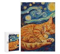 Puzzles pour Adolescents 300 PCS Orange Cat Kitten Sleeping Puzzles pour Adultes Jeux De Société en Famille Améliorer La Mémoire Cadeaux d'anniversaire Uniques 300 PCS