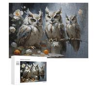 Puzzles pour Adolescents 300 PCS Owl Trio with Flowers Puzzle Anti-Stress, Jouet Idéal pour Une Décoration Amusante À La Maison, 300 PCS