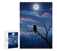 Puzzles pour Adolescents 300 PCS Owl Under Moonlight Puzzles pour Adolescents, Jouets Anti-Stress, Décoration Murale, Cadeaux d'anniversaire Et De Noël Uniques 300 PCS