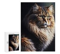 Puzzles pour Adolescents 300 PCS Paint Long Hair Cat Puzzles pour Adolescents, Jouets Anti-Stress, Décoration Murale, Cadeaux d'anniversaire Et De Noël Uniques 300 PCS