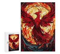 Puzzles pour Adolescents 300 PCS Phoenix Stained Glass Puzzles pour Adolescents, Jouets Anti-Stress, Décoration Murale, Cadeaux d'anniversaire Et De Noël Uniques 300 PCS