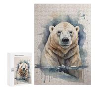 Puzzles pour Adolescents 300 PCS Polar Bear in Watercolor Puzzles pour Adultes Jeux Relaxants Décoration Murale Activités Amusantes À La Maison 300 PCS