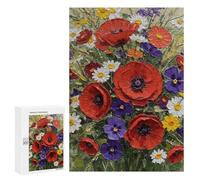 Puzzles pour Adolescents 300 PCS Poppy and Daisy Bouquet Puzzles pour Adultes - Jeu Manuel Anti-Stress - Cadeaux Uniques pour Anniversaire Et Noël 300 PCS