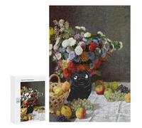 Puzzles pour Adolescents 300 PCS Pug Flowers Still Life Claude Monet Puzzles pour Adultes, Jeux en Famille, Décoration Intérieure, Cadeaux De Noël Et d'anniversaire 300 PCS