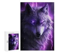 Puzzles pour Adolescents 300 PCS Purple Wolf Spirit Art Print Puzzles pour Adultes Assemblage De Modèles De Puzzles Défi À Réaliser Soirée Jeux Et Divertissement en Famille 300 PCS