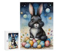 Puzzles pour Adolescents 300 PCS Puzzle pour Adultes Easter Bunny with Eggs Puzzle Mural Difficile À Difficile Aide À Exercer Le Cerveau 300 PCS
