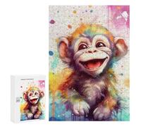 Puzzles pour Adolescents 300 PCS Puzzle pour Adultes Funny Little Chimpanzee Puzzle Mural Difficile À Difficile Aide À Exercer Le Cerveau 300 PCS