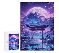 Puzzles pour Adolescents 300 PCS Puzzle pour Adultes Sakura Moonlit Lake Puzzle Mural Difficile À Difficile Aide À Exercer Le Cerveau 300 PCS