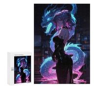 Puzzles pour Adolescents 300 PCS Puzzles Anime Girl with Dragon Puzzle Jeu Manuel Décoration Murale Idéal comme Cadeau pour Toute La Famille 300 PCS