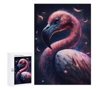 Puzzles pour Adolescents 300 PCS Puzzles Cosmic Flamingo Artwork Puzzle Jeu Manuel Décoration Murale Idéal comme Cadeau pour Toute La Famille 300 PCS