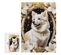 Puzzles pour Adolescents 300 PCS Puzzles Golden Framed White Dog Puzzle Jeu Manuel Décoration Murale Idéal comme Cadeau pour Toute La Famille 300 PCS