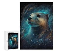 Puzzles pour Adolescents 300 PCS Puzzles Magical Otter in Starry Night Puzzle Jeu Manuel Décoration Murale Idéal comme Cadeau pour Toute La Famille 300 PCS