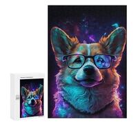 Puzzles pour Adolescents 300 PCS Puzzles Neon Corgi Glasses Art Print -2 Puzzle Jeu Manuel Décoration Murale Idéal comme Cadeau pour Toute La Famille 300 PCS
