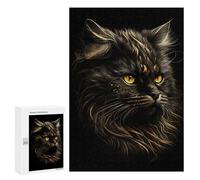 Puzzles pour Adolescents 300 PCS Puzzles Persian Cats Black Gold Puzzle Jeu Manuel Décoration Murale Idéal comme Cadeau pour Toute La Famille 300 PCS