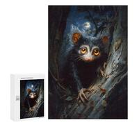 Puzzles pour Adolescents 300 PCS Puzzles pour Adultes Aye-Aye Lemur in The Night Forest Jeux De Société en Famille Offre Cadeau d'anniversaire pour Toute La Famille 300 PCS