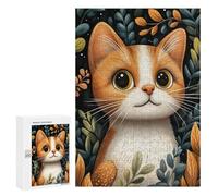 Puzzles pour Adolescents 300 PCS Puzzles pour Adultes Cute Orange and White Cat Jeu De Réflexion Amusant Et Humoristique pour Stimuler Le Cerveau 300 PCS