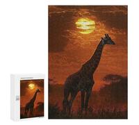 Puzzles pour Adolescents 300 PCS Puzzles pour Adultes Giraffe Sunset Silhouette Jeux De Société en Famille Offre Cadeau d'anniversaire pour Toute La Famille 300 PCS