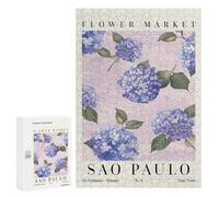 Puzzles pour Adolescents 300 PCS Puzzles pour Adultes Hydrangea Sao Paulo Flower Market Jeu De Réflexion Amusant Et Humoristique pour Stimuler Le Cerveau 300 PCS