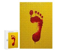 Puzzles pour Adolescents 300 PCS Puzzles pour Adultes Red Footprint on Yellow Textured Background Jeux De Société en Famille Offre Cadeau d'anniversaire pour Toute La Famille 300 PCS