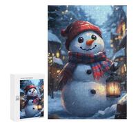 Puzzles pour Adolescents 300 PCS Puzzles pour Adultes Smiling Snowman with Lantern Christmas Jeux De Société en Famille Offre Cadeau d'anniversaire pour Toute La Famille 300 PCS