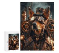 Puzzles pour Adolescents 300 PCS Puzzles pour Adultes Steampunk Dog Doberman Jeux De Société en Famille Offre Cadeau d'anniversaire pour Toute La Famille 300 PCS