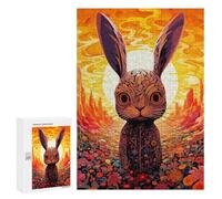 Puzzles pour Adolescents 300 PCS Rabbit in A Fiery Garden Puzzle Anti-Stress, Jouet Idéal pour Une Décoration Amusante À La Maison, 300 PCS