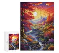 Puzzles pour Adolescents 300 PCS Rainbow Forest Waterfall Scenery Puzzles pour Adultes Assemblage De Modèles De Puzzles Défi À Réaliser Soirée Jeux Et Divertissement en Famille 300 PCS