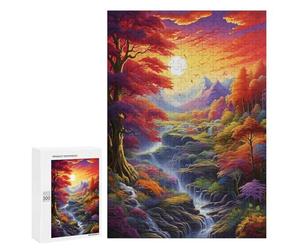 Puzzles pour Adolescents 300 PCS Rainbow Forest Waterfall Scenery Puzzles pour Adultes Assemblage De Modèles De Puzzles Défi À Réaliser Soirée Jeux Et Divertissement en Famille 300 PCS