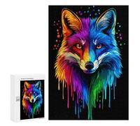 Puzzles pour Adolescents 300 PCS Rainbow Fox Pop Art Fox Co Puzzles pour Adultes Jeu Familial Décoration Parfaite Difficile À Compléter 300 PCS