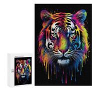 Puzzles pour Adolescents 300 PCS Rainbow Tiger Puzzles pour Adolescents, Jouets Anti-Stress, Décoration Murale, Cadeaux d'anniversaire Et De Noël Uniques 300 PCS