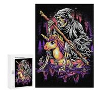 Puzzles pour Adolescents 300 PCS Reaper Riding Unicorn Puzzles pour Adultes Jeu De Réflexion Décoration Intérieure Activités Amusantes À La Maison 300 PCS