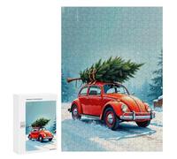 Puzzles pour Adolescents 300 PCS Red Beetle with Christmas Tree Puzzles pour Adultes, Jouets Anti-Stress, Activités Amusantes À Faire À La Maison, 300 PCS