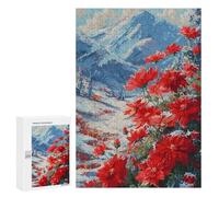 Puzzles pour Adolescents 300 PCS Red Flowers Mountain Landscape Puzzles pour Adolescents Améliorent La Mémoire Difficiles À Compléter Jeux Stimulants 300 PCS