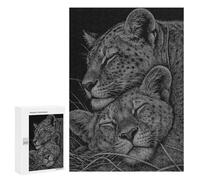 Puzzles pour Adolescents 300 PCS Resting Leopards Black and White Art Puzzles pour Adultes Jeu Familial Décoration Parfaite Difficile À Compléter 300 PCS