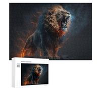 Puzzles pour Adolescents 300 PCS Roaring Lion with Fiery Emanations Puzzles pour Adultes Jeux Relaxants Découpe De Précision Jeu Stimulant Cadeaux 300 PCS
