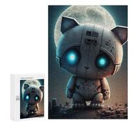 Puzzles pour Adolescents 300 PCS Robotic Cat with Glowing Eyes Puzzles pour Adultes Jouets Anti-Stress Améliorent La Mémoire Difficiles Et Stimulants 300 PCS