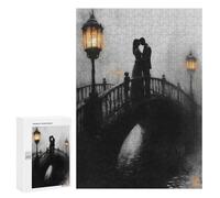 Puzzles pour Adolescents 300 PCS Romantic Bridge Kiss in Charcoal and Lantern Glow Puzzles pour Adultes Jeux Familiaux pour S'amuser en Famille Offrez des Cadeaux pour Toute La Famille 300 PCS