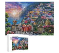Puzzles pour Adolescents 300 PCS Romantic Sunset Dinner Scene Puzzle Puzzles pour Adultes Jeu De Réflexion Décoration Intérieure Activités Amusantes À La Maison 300 PCS