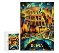 Puzzles pour Adolescents 300 PCS Rome Cubist Heritage - Modern Geometric Colosseum Puzzles pour Adultes Jeux Familiaux pour S'amuser en Famille Offrez des Cadeaux pour Toute La Famille 300 PCS