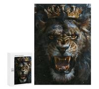 Puzzles pour Adolescents 300 PCS Royal Lion King Art Print Puzzles pour Adultes Assemblage De Modèles De Puzzles Défi À Réaliser Soirée Jeux Et Divertissement en Famille 300 PCS
