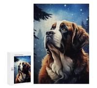 Puzzles pour Adolescents 300 PCS Saint Bernard Dog Portrait Puzzles pour Adultes - Jeu Manuel Anti-Stress - Cadeaux Uniques pour Anniversaire Et Noël 300 PCS