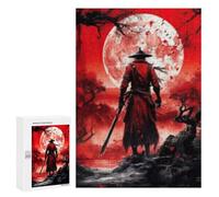 Puzzles pour Adolescents 300 PCS Samurai Moonlit Forest Puzzles Jeux De Détente Décoration Parfaite Cadeaux Uniques d'anniversaire Et De Noël 300 PCS