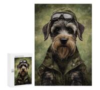 Puzzles pour Adolescents 300 PCS Schnauzer Camo Jacket Casse-tête pour Adultes, Jeu De Réflexion Difficile, Original, Cadeau d'anniversaire 300 PCS