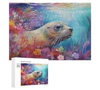 Puzzles pour Adolescents 300 PCS Sea Lion in Coral Paradise Puzzles pour Adultes Jeu De Réflexion Décoration Intérieure Activités Amusantes À La Maison 300 PCS