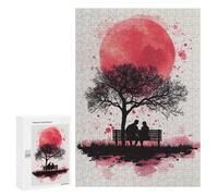 Puzzles pour Adolescents 300 PCS Silhouette Couple Under Red Moon Puzzles pour Adolescents - Jeu Familial - Décoration Murale - Interaction Parent-Enfant 300 PCS