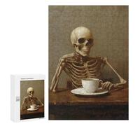 Puzzles pour Adolescents 300 PCS Skeleton with Coffee Puzzles pour Adultes Jeu Familial Décoration Parfaite Difficile À Compléter 300 PCS